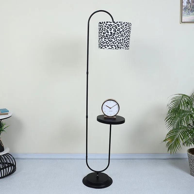Leopard Hide Printed Arched Floor Lamp With Shelf media 3