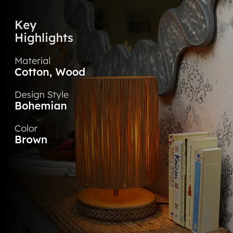 Slatwood Cotton Table Lamp - Brown media 2