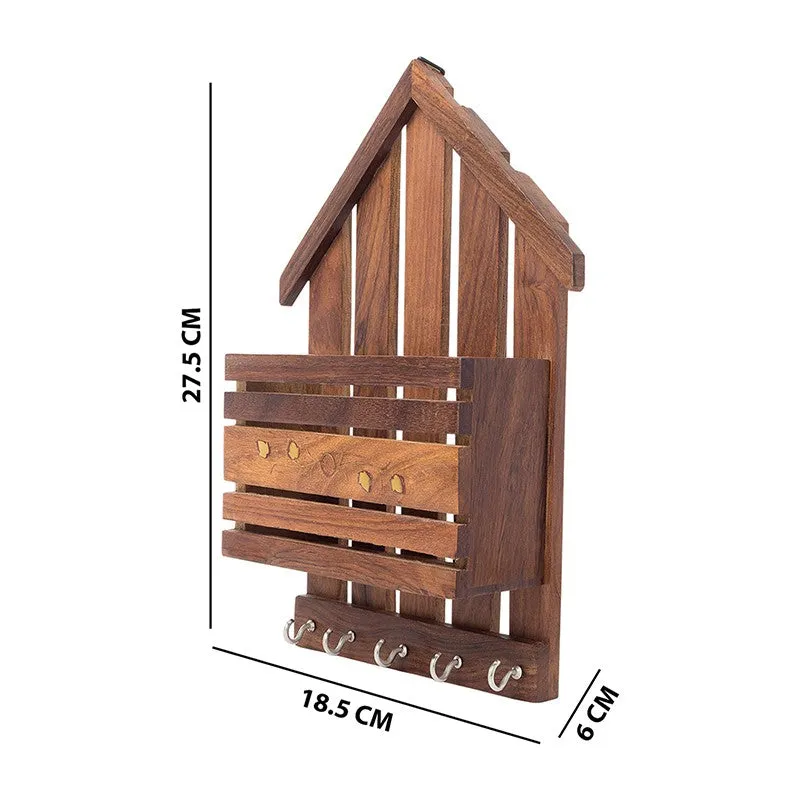 Hold & Hang Wood Magazine Holder With Key Hook media 8