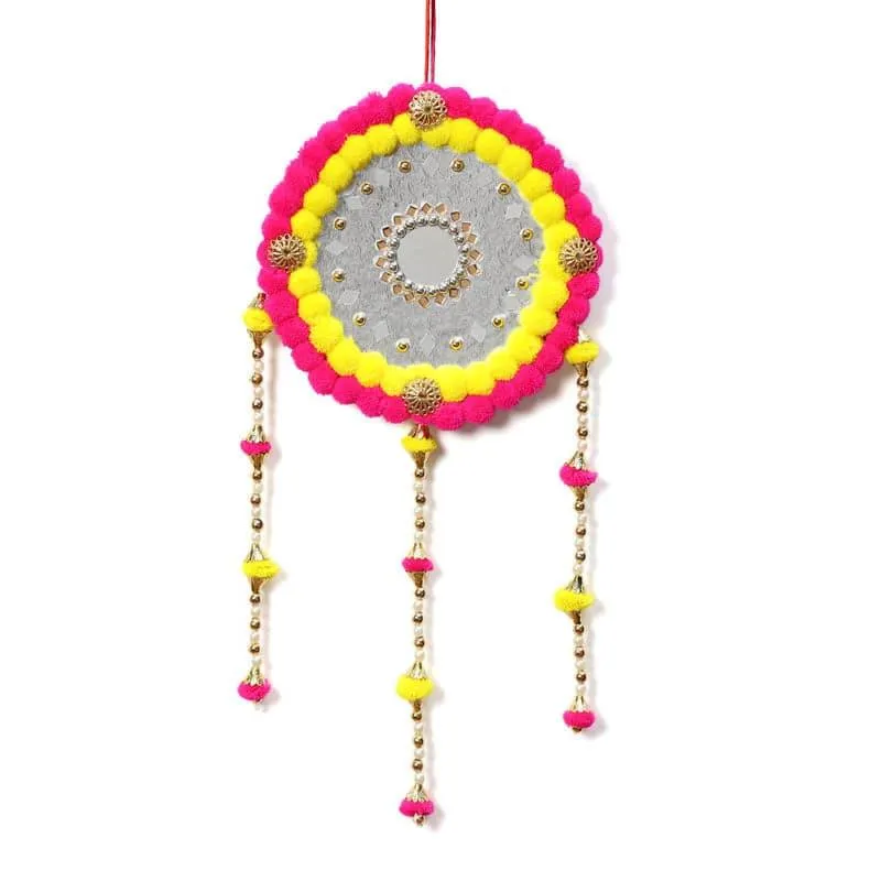 Round Festive Latkan - Yellow & Pink media 4