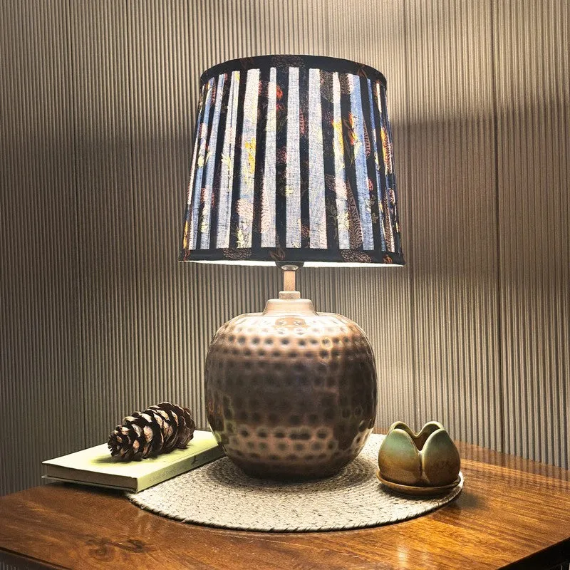 Indigo Whisper Metal Base Cotton Table Lamp - Multicolor media 1