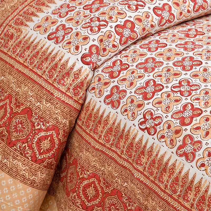 Murti Ethnic Cotton Bedsheet (Orange) - 180 TC media 3