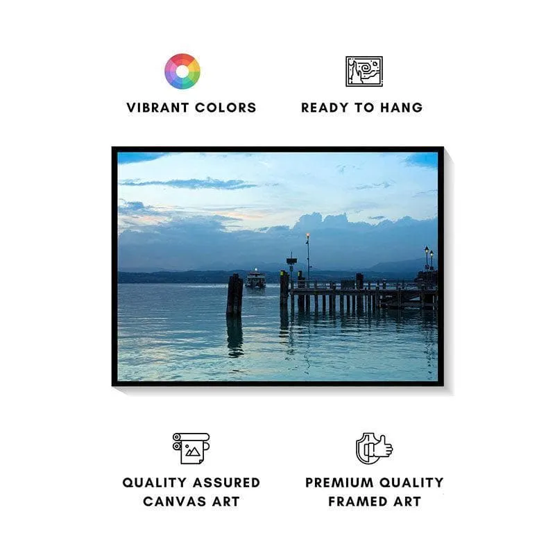Lake Garda Pier Canvas Wall Painting - Black Frame media 4