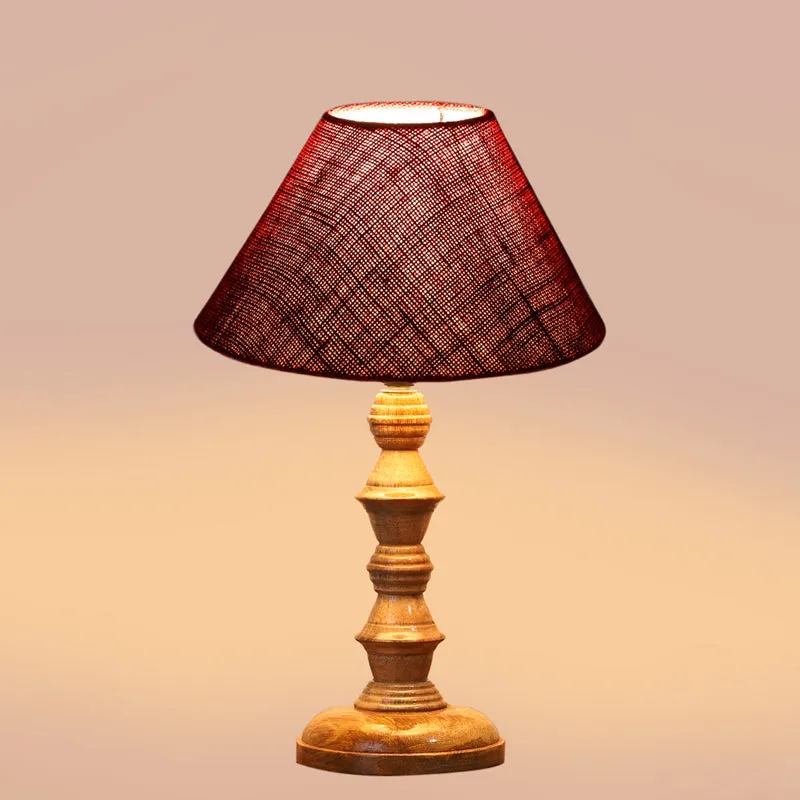 Sienna II Timber Wooden Table Lamp - Red,Brown media 4