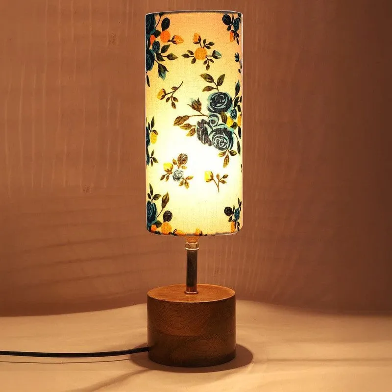 Floral Rustic Fabric Table Lamp - Blue,White media 5