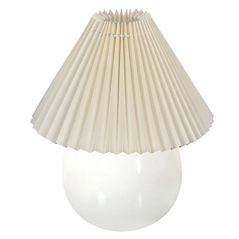 Ibex Pleated Fabric Table Lamp - Beige,White media 3