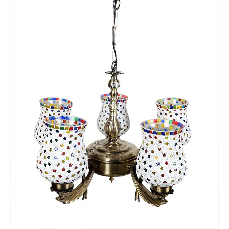 Ekta Vistara Mosaic Golden Antique Ceiling Lamp media 3