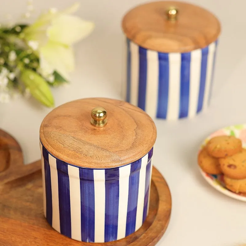 Strio Ceramic Jar (1000 mL Each) - Set Of Two media 1