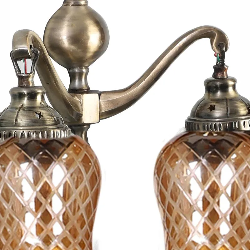 Honey Glow Swan Neck Amber Glass Wall Lamp media 8