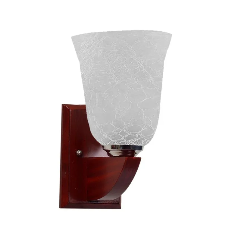 Crystal Bloom Wooden Base Glass Wall Lamp media 6