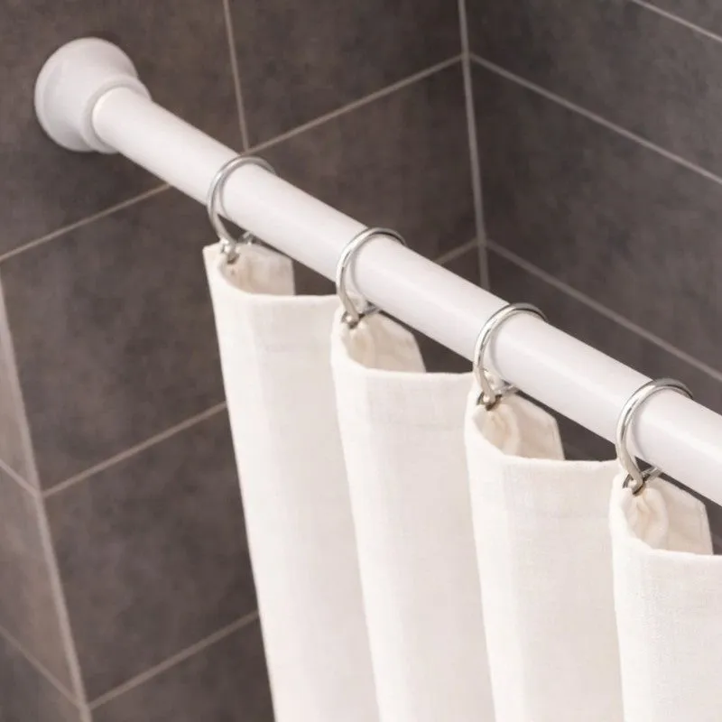 Slide Fit Extendable Metal No Drill Curtain Tension Rod - White media 1