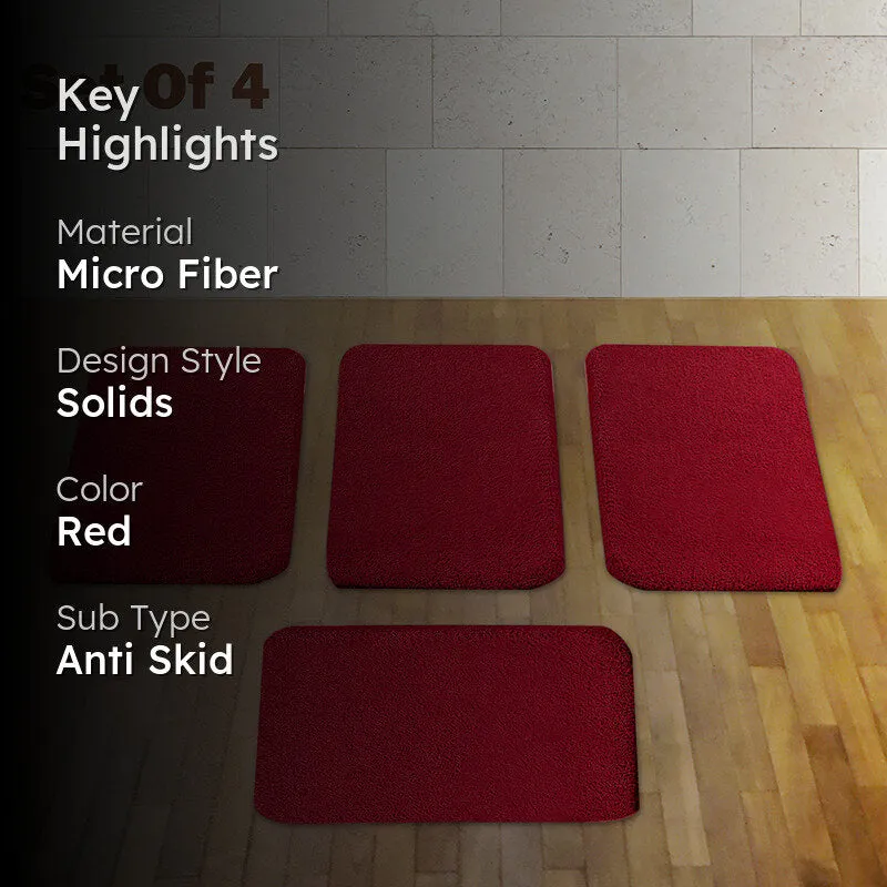 Lois Anti Skid Bath Mat (Red) - Set Of Four media 2
