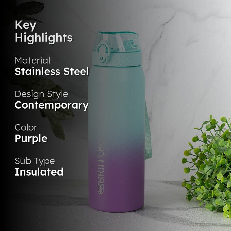 Quench Calm Hot & Cold Thermos Water Bottle (Purple & Light Blue) - 750 mL media 2
