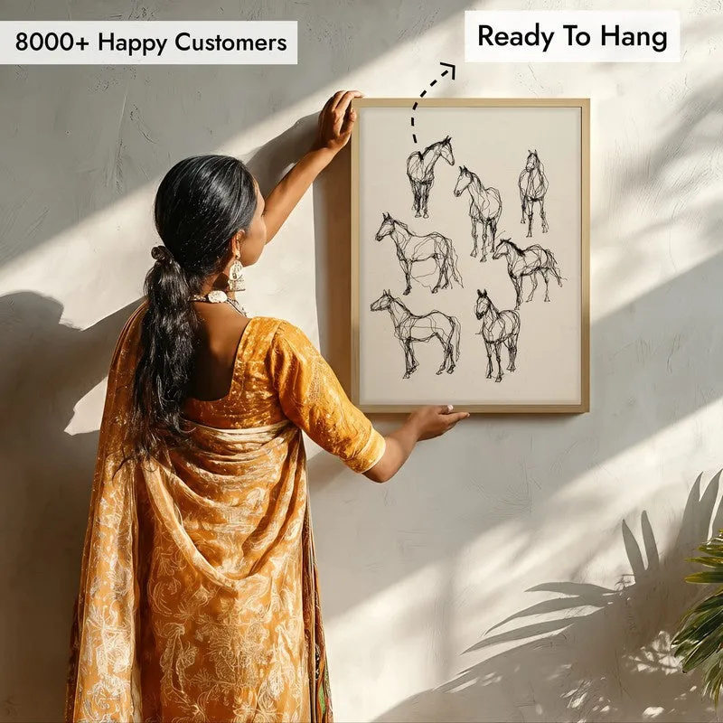 Contemporary Horse Wall Painting With Brown Frame media 8