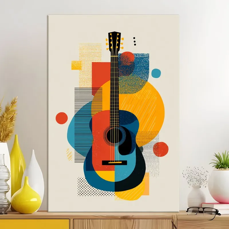 Riffa Geometric Guitar Canvas Wall Art media 5