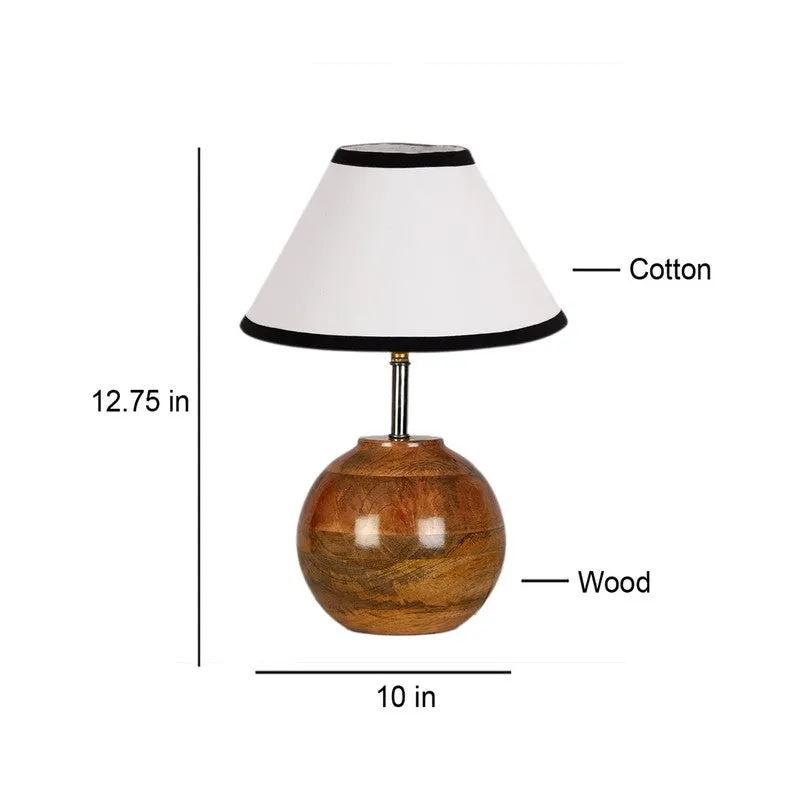 Auryon Cotton Table Lamp With Wooden Base - White media 8