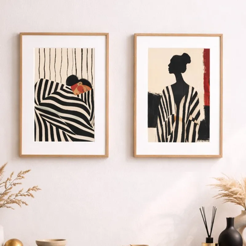 Striped Femme Wall Art With Frame - Set Of Two media 3