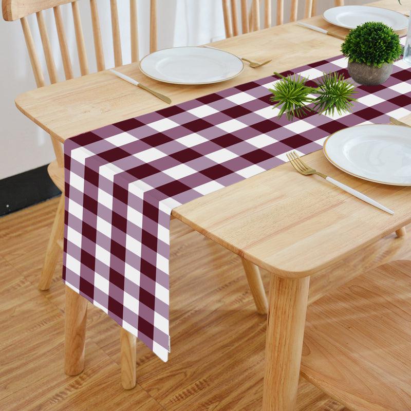 Mabel Checkered Poly Canvas Table Runner - Purple