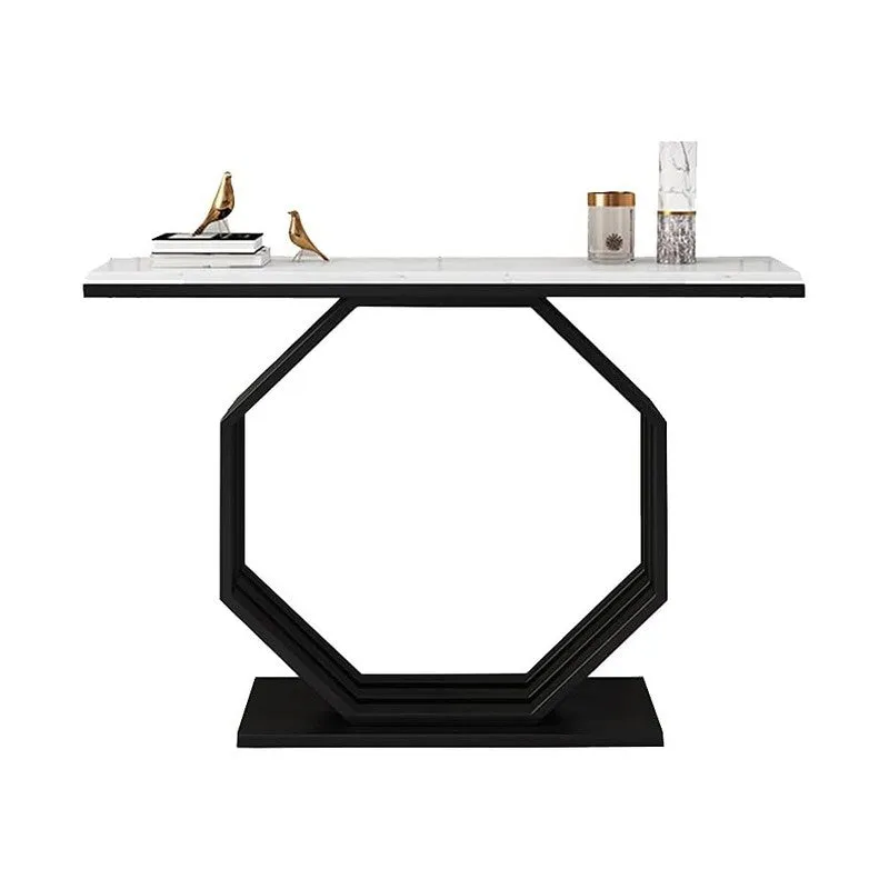 Heptagon Metal Console Table with Marble Top - Large media 6