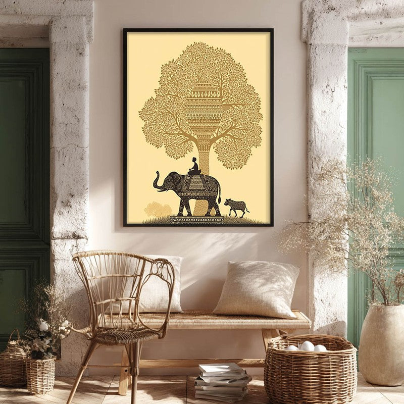 Kalpana Canvas Wall Painting With Black Frame