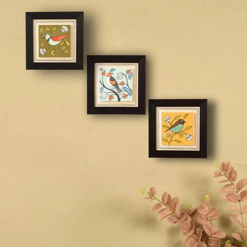 Chidiya Chore Wooden Wall Art - Set Of Three media 1