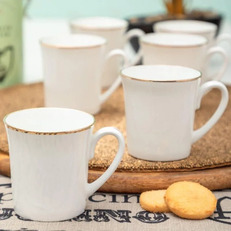 Sonaki Ravenna Goldline Bone China Tea Cup (210 mL Each) - Set Of Six media 1