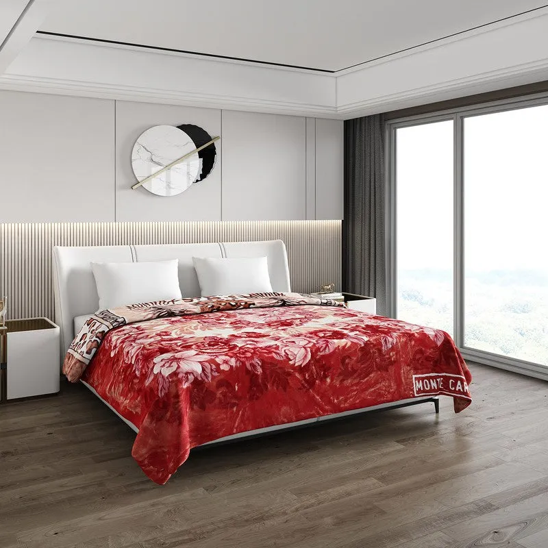 Monte Carlo Crimson Blossom Blanket (Red) - 800 GSM media 1