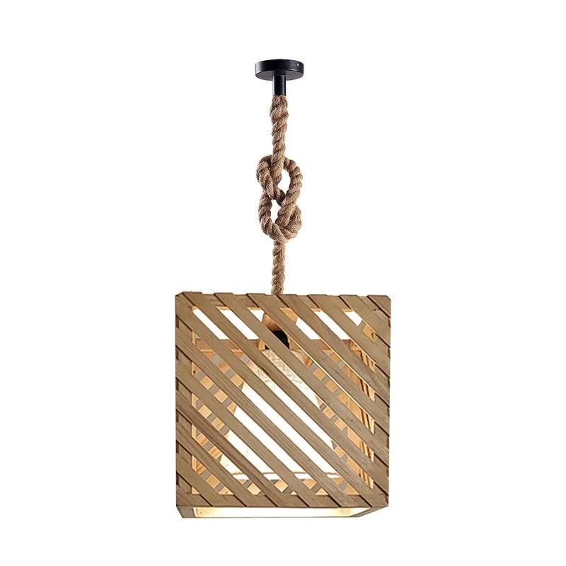 GeoLattice Wooden Ceiling Lamp - Brown media 4