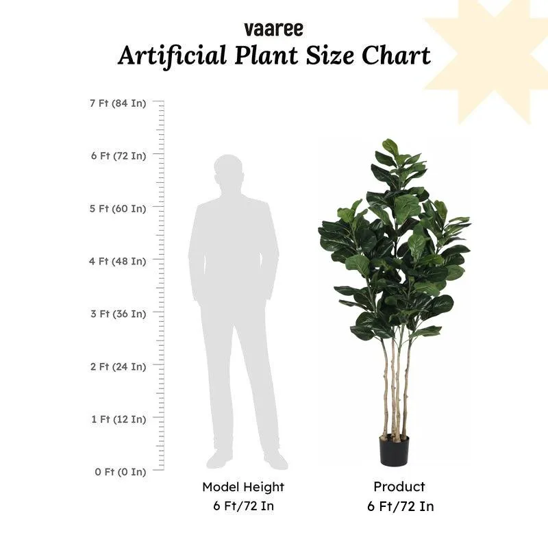 Faux Lush Fiddle Leaf Fig Plant With Black Plastic Pot - 6 Feet media 7