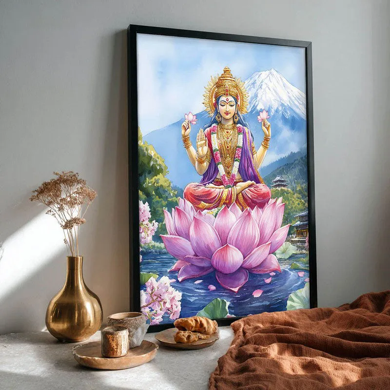 Shree Radhe Shyam Spiritual Archival Paper Wall Painting With Frame - Black media 4