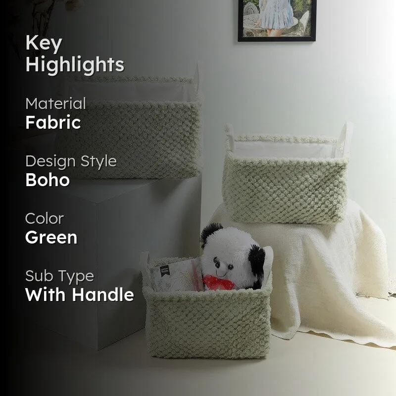 UrbanNest Fabric Storage Basket (Green) - Set Of Three media 2