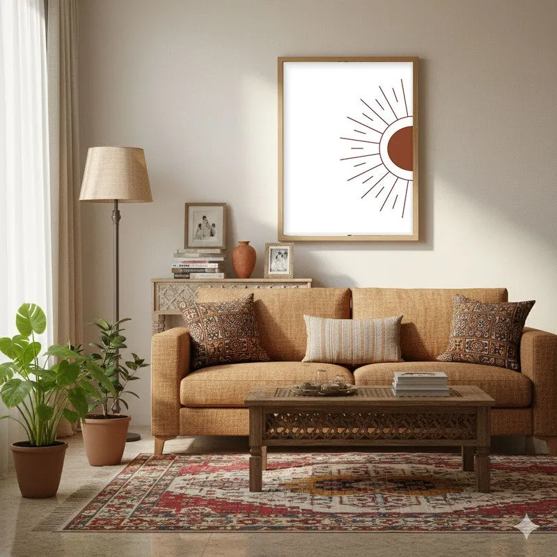 Amber Ray Canvas Wall Painting With Brown Frame media 4