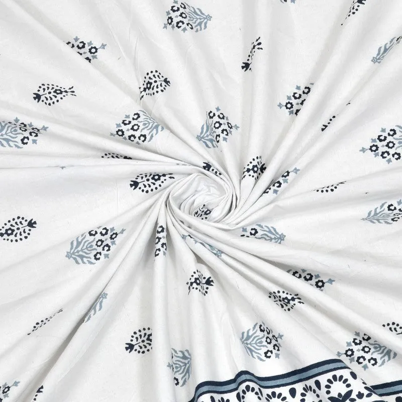 Gardenon Cotton Bedsheet (White,Blue) - 240 TC media 5