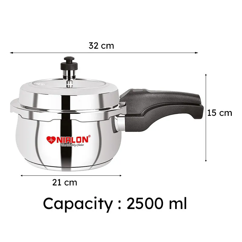 Nirlon Stainless Steel Pressure Cooker - 2500 mL/ 8 Inches media 8