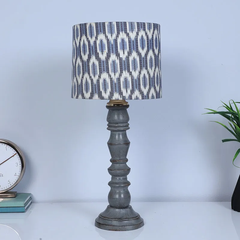 Lois Bantu Printed Mango Wood Table Lamp - Blue,White media 3