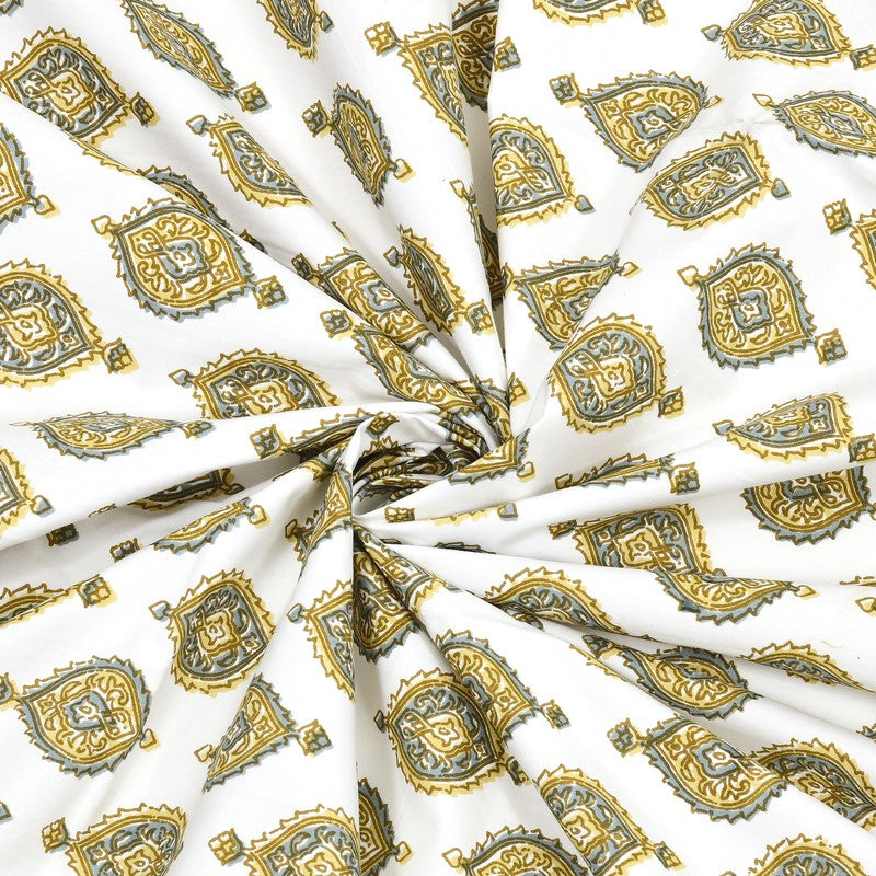 OvoFloro Handblock Printed Cotton Bedsheet (Green) - 400 TC media 7