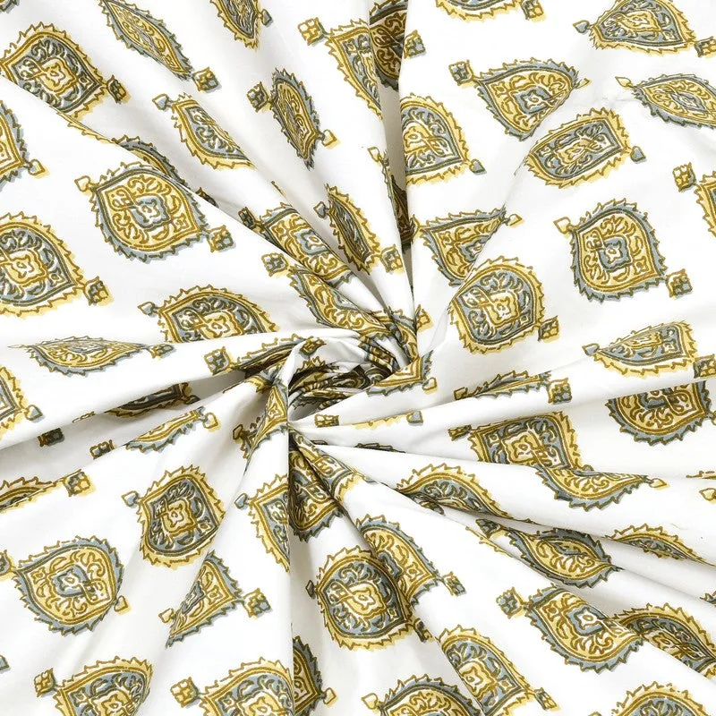OvoFloro Handblock Printed Cotton Bedsheet (Green) - 400 TC media 7