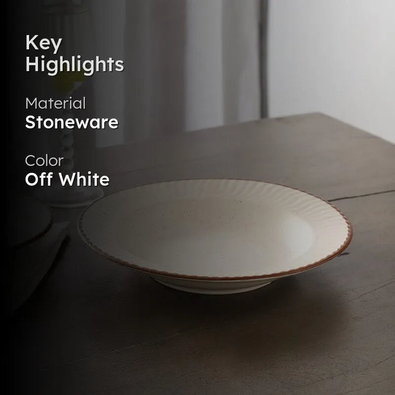 Brownline Off White Stoneware Pasta Plate media 2