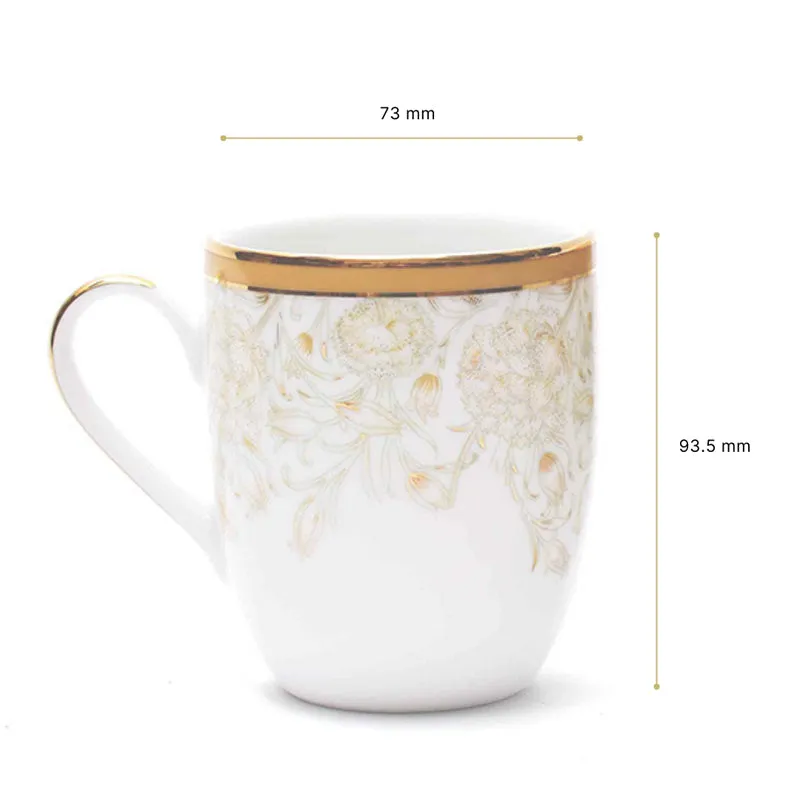 Gilded Iris Coupe 24k Gold Brushed Porcelain Coffee Mug(280 mL Each/Gold) - Set Of Two media 8