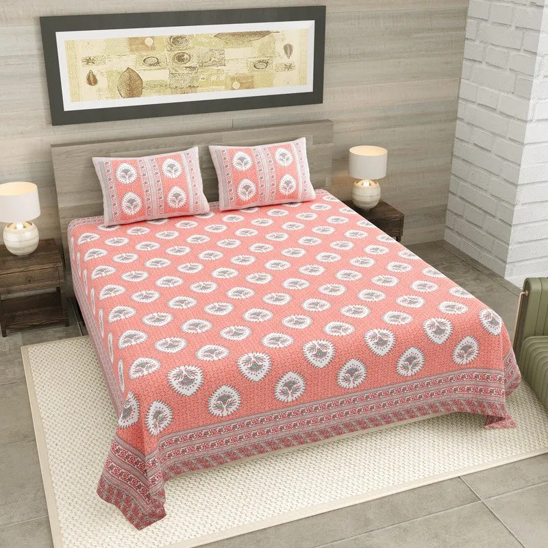 Rang Balance Cotton Bedsheet (Pink) - 120 TC media 1