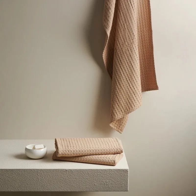 Ambar Waffle Weave Cotton Bath Towels - Brown media 5