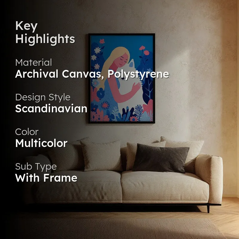 Ivory Embrace Canvas Wall Painting - Black Frame media 2