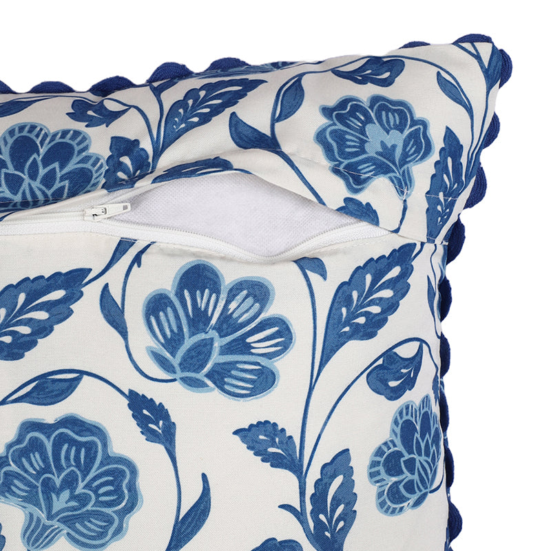 Flora Twine Printed Cushion Cover (Blue) - Set Of Two media 5