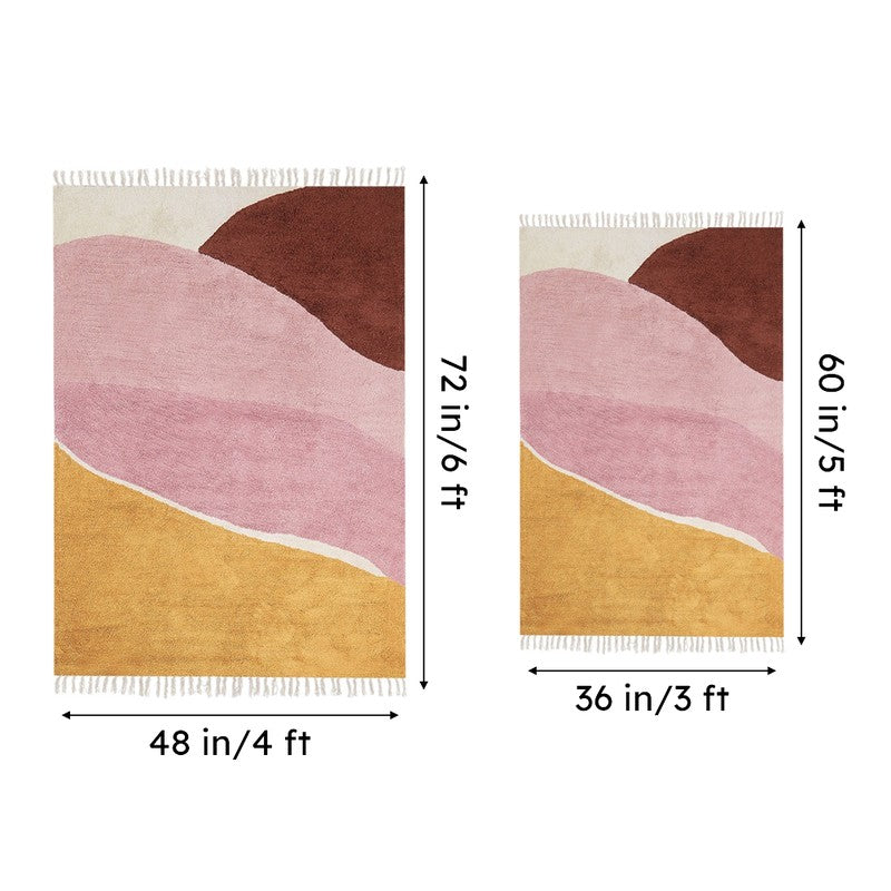 Abstracta Tufted Cotton Area Rug - Pink,Maroon media 7