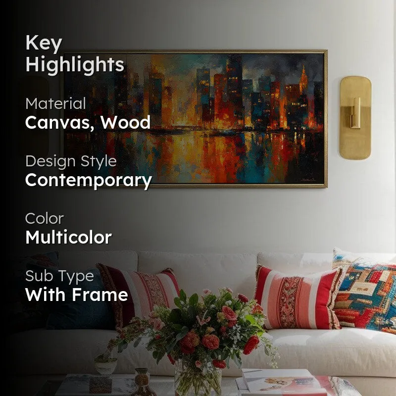 Reflected City Canvas Wall Painting With Frame media 2