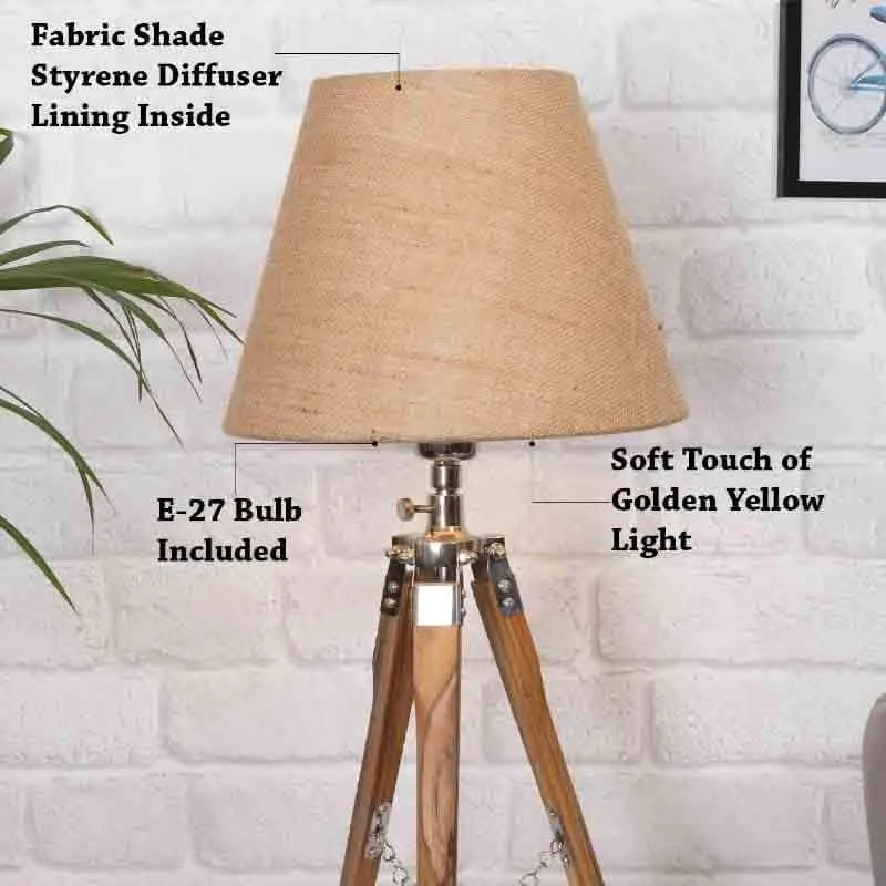 Mini Tripod Fabric Table Lamp - Brown media 5