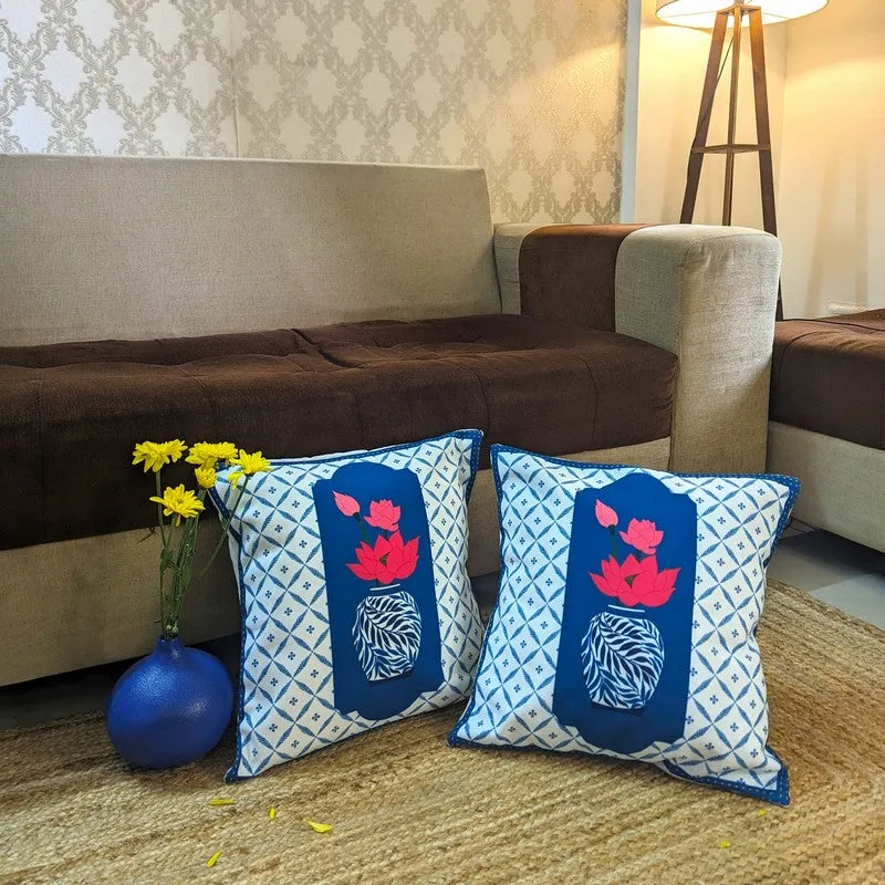 Indigo Pottery Cushion Cover - Set Of Two media 3