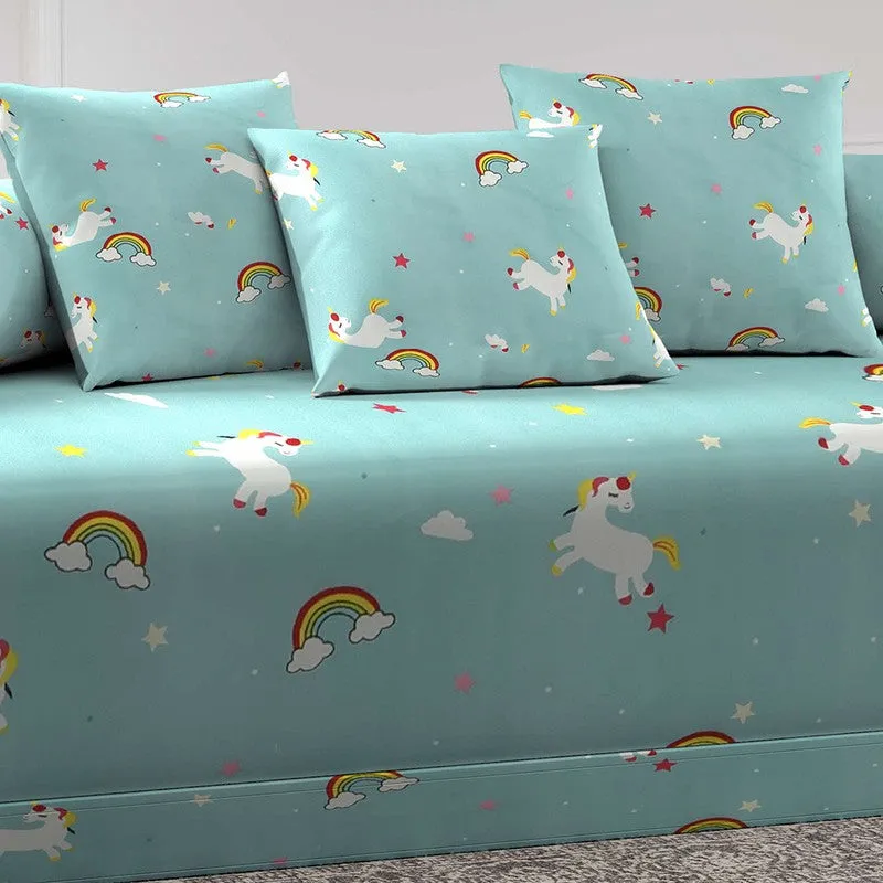 Crazy Unicorn Printed Diwan Set - Six Piece Set media 4