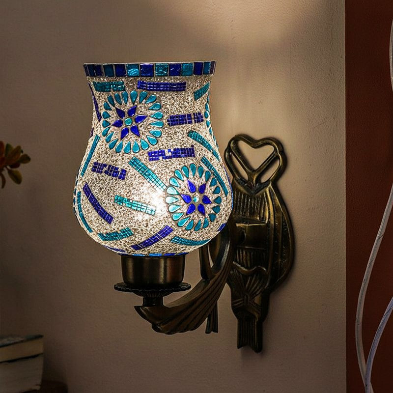 Tara Love Gleam Mosaic Glass & Metal Wall Lamp