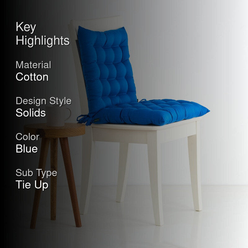 Savra Cotton Chair Pad (Blue) - Set Of Two media 2